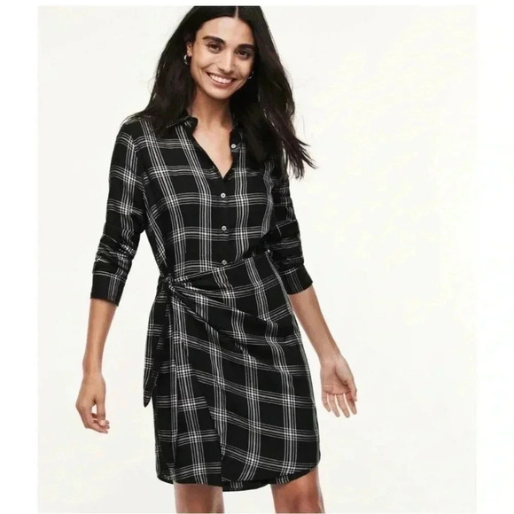 UNTUCKIT black and white plaid TESSA SHIRT wrap DRESS size 2 - Picture 1 of 8